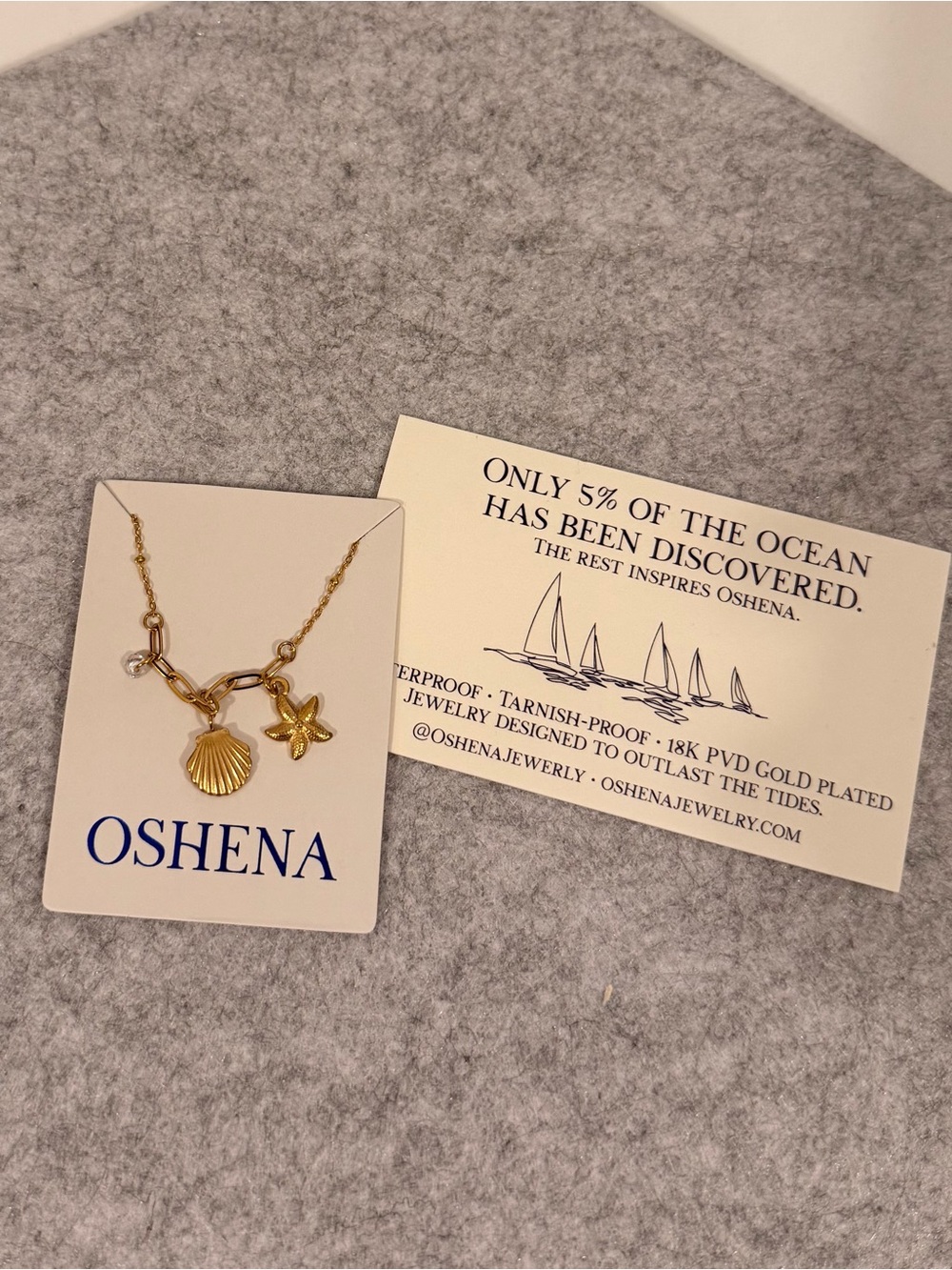 Oshena Gold Seashell & Starfish Charm Necklace - Gold